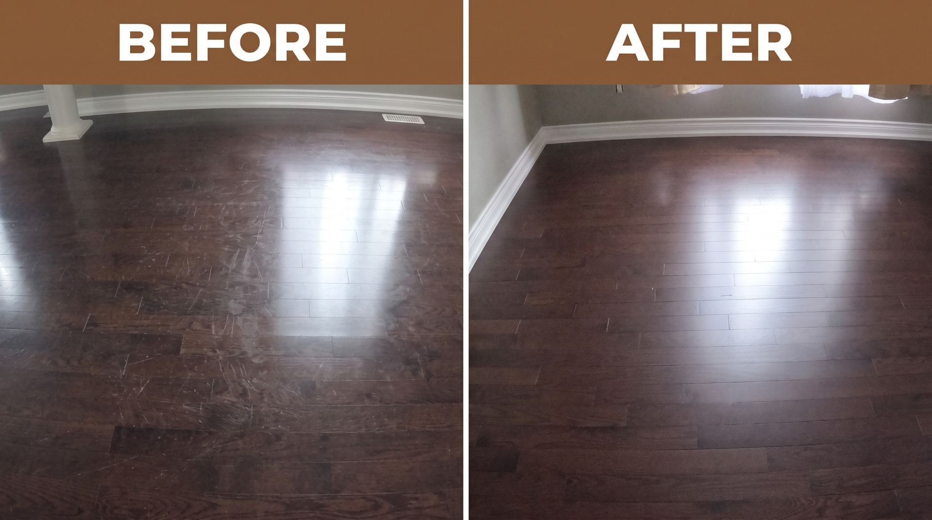 Hardwood floor before and after #8 — BEFORE & AFTER Screen & Recoating