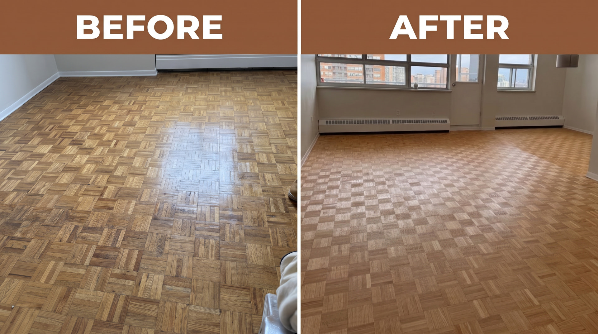Hardwood floor before and after #11 — BEFORE & AFTER Screen & Recoating